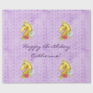 Papier Cadeau Anniversaire mignon de cheval de palomino de