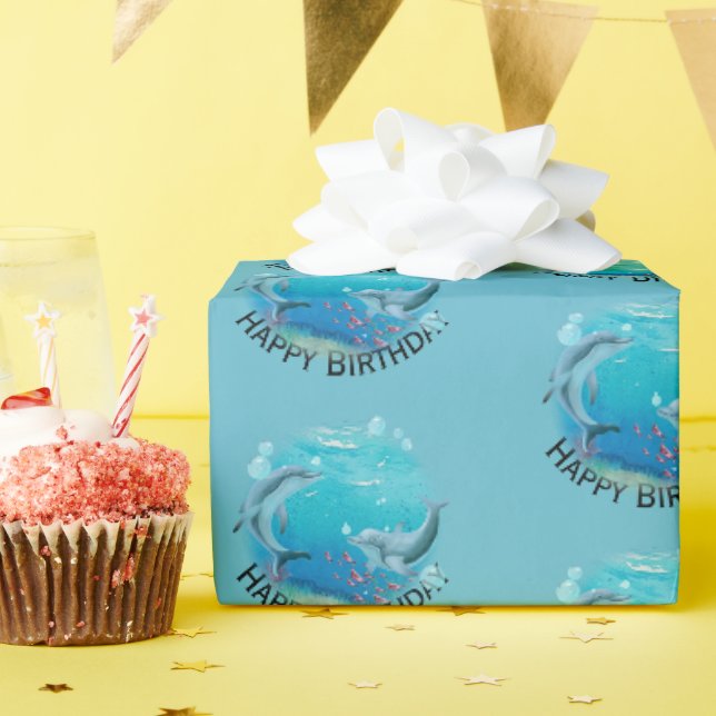 Papier Cadeau Anniversaire mondial des dauphins (Fête d'anniversaire)