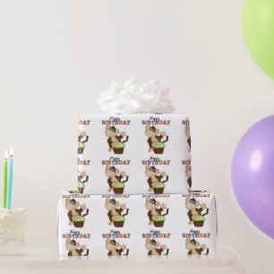 Papier Cadeau Anniversaire Monkey fête papier d'emballage