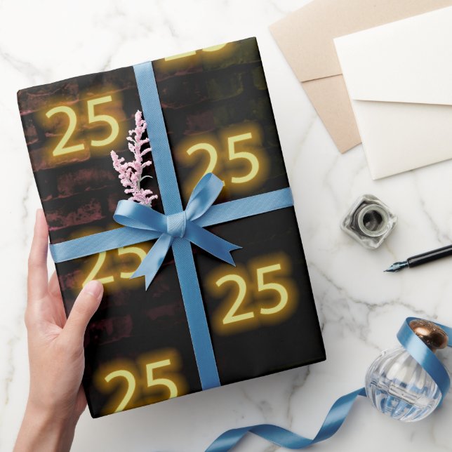 Papier Cadeau Anniversaire Neon 25 Connexion en brique (Cadeaux)