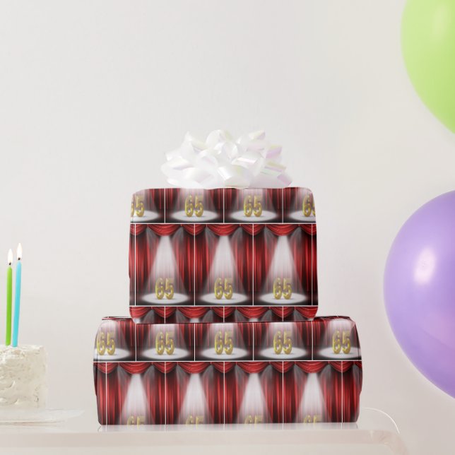Papier Cadeau Anniversaire Numéro 65 dans les vedettes (Cadeaux de fête)