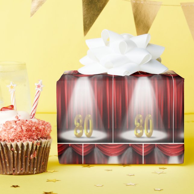 Papier Cadeau Anniversaire Numéro 80 dans la vedette de l'état (Fête d'anniversaire)
