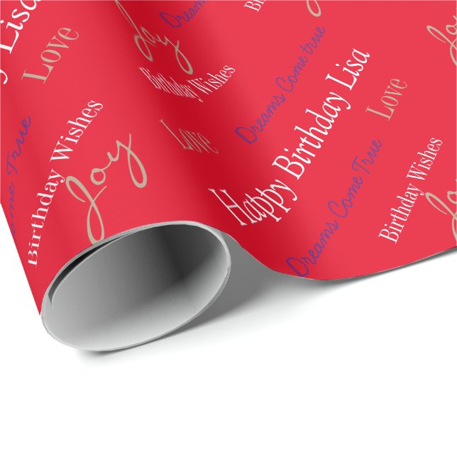 Papier Cadeau Anniversaire Papier papier Nom personnalisé (Coin rond)