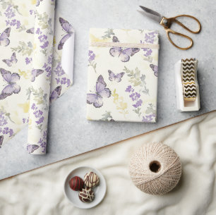 Papier Cadeau Anniversaire Papillons Violets