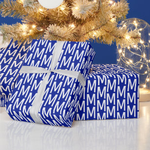 Papier Cadeau Anniversaire personnalisé bleu cobalt moderne