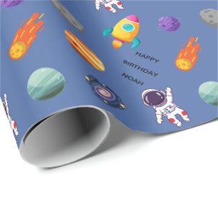 Papier Cadeau Anniversaire personnalisé dans l'espace
