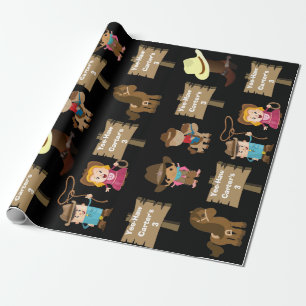 Papier Cadeau Anniversaire personnalisé de cowboy ou de cow-girl