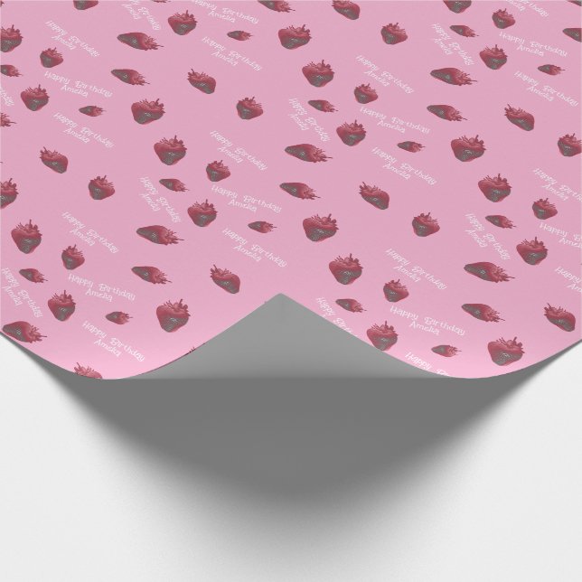 Papier Cadeau Anniversaire personnalisé de fraises (Coin)