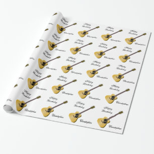 Papier Cadeau Anniversaire personnalisé de guitare acoustique
