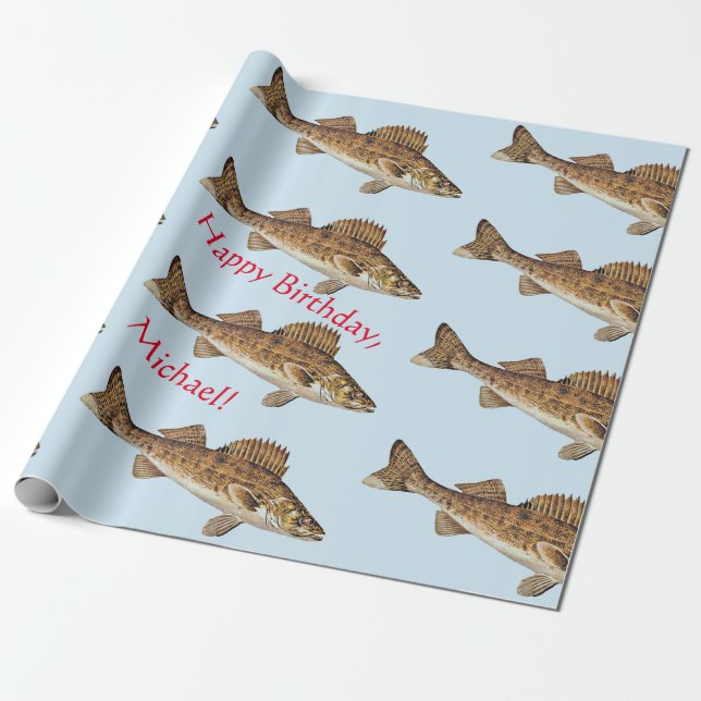 Papier Cadeau Anniversaire personnalisé de Pike de brochets (Déroulé)