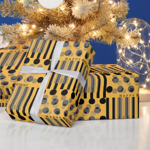 Papier Cadeau Anniversaire Personnalisé Jaune Chaud Noir Inspiré