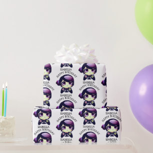 Papier Cadeau Anniversaire Personnalisé Joueur d'Anime Violet