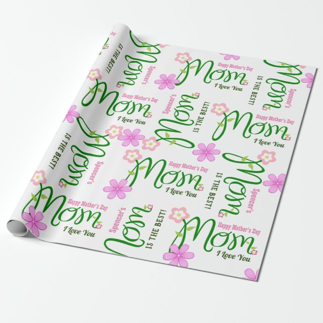 Papier Cadeau Anniversaire personnalisé "Maman" ou Fête des Mère (Déroulé)