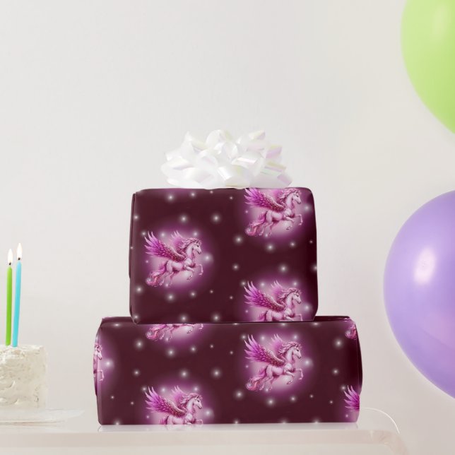 Papier Cadeau Anniversaire Pink Pegasus Design Imaginaire (Cadeaux de fête)