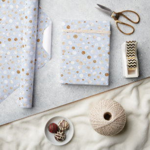 Papier Cadeau Anniversaire Points Bleu Blanc Marron