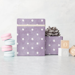 Papier Cadeau Anniversaire pois blancs lavande
