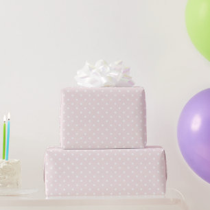 Papier Cadeau Anniversaire pois blancs rose