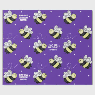 Papier cadeau anniversaire Purple Bumblebee 72 cm