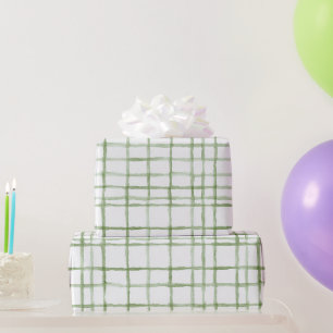 Papier Cadeau Anniversaire Rayures Blanches Vertes
