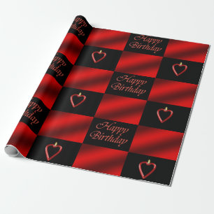 Papier Cadeau Anniversaire romantique et joyeux Coeur rouge et n