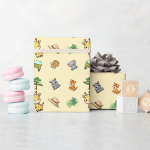 Papier Cadeau Anniversaire Safari Jaune Clair