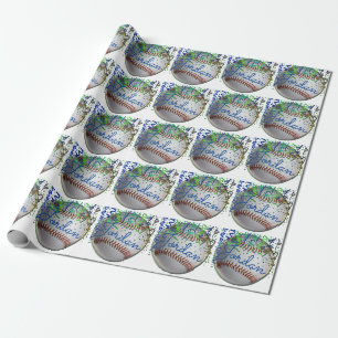 Papier Cadeau Anniversaire sportif de baseball personnalisé