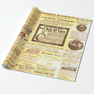Papier Cadeau Annonces horticoles Vintages d'antiquité Ephemera 