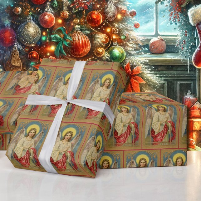 Papier Cadeau Antique Angel Noël salutations Qualité supérieure (Créateur téléchargé)