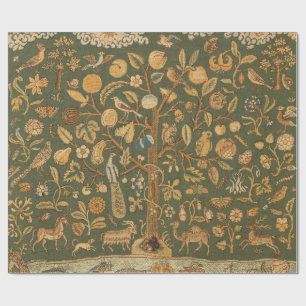 Papier Cadeau Antique anglais broderie point de vie arbre et lic