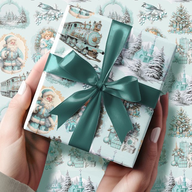 Papier Cadeau Antique Aqua Bleu Victorien Enveloppe cadeau de No (Créateur téléchargé)