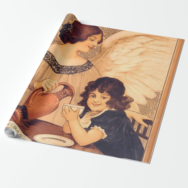 Papier Cadeau Antique française au chocolat (Déroulé)