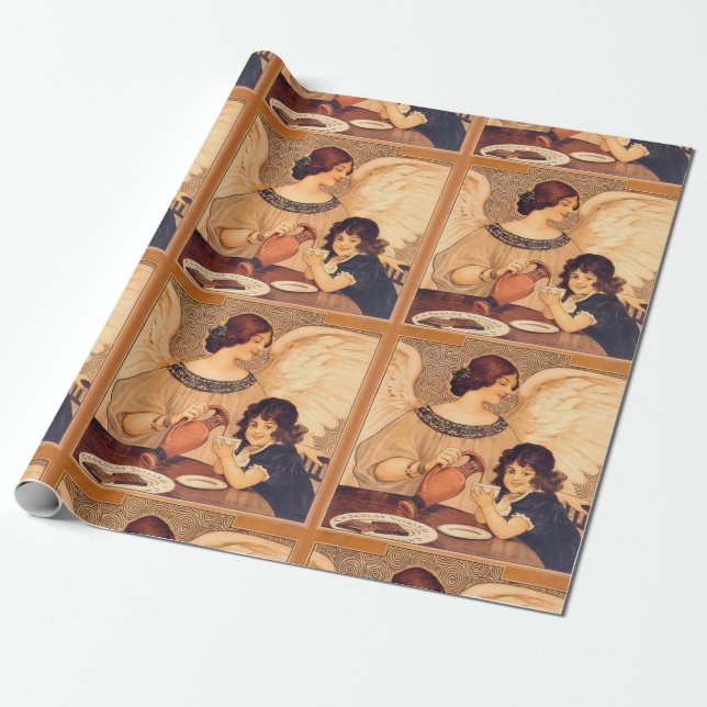 Papier Cadeau Antique française au chocolat (Déroulé)