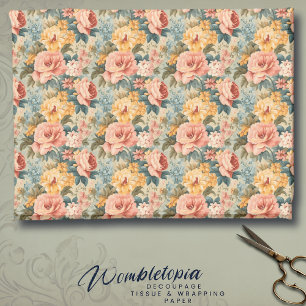 Papier Cadeau Antique Rose de pêche et Sage Green Floral