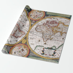 Papier Cadeau Antique vieille carte inspirée (12)