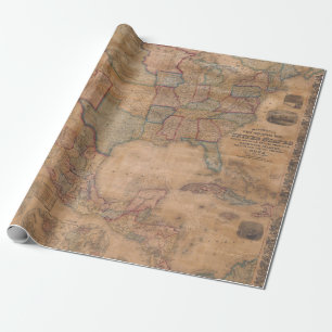 Papier Cadeau Antique vieille carte inspirée (13)