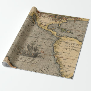 Papier Cadeau Antique vieille carte inspirée (14) étiquette de b