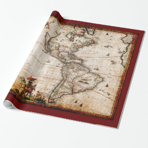 Papier Cadeau Antique Vieux continent américain