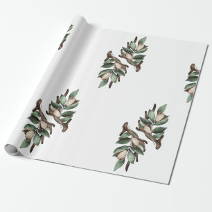 Papier Cadeau Antler avec papier d'enveloppement à branche verte