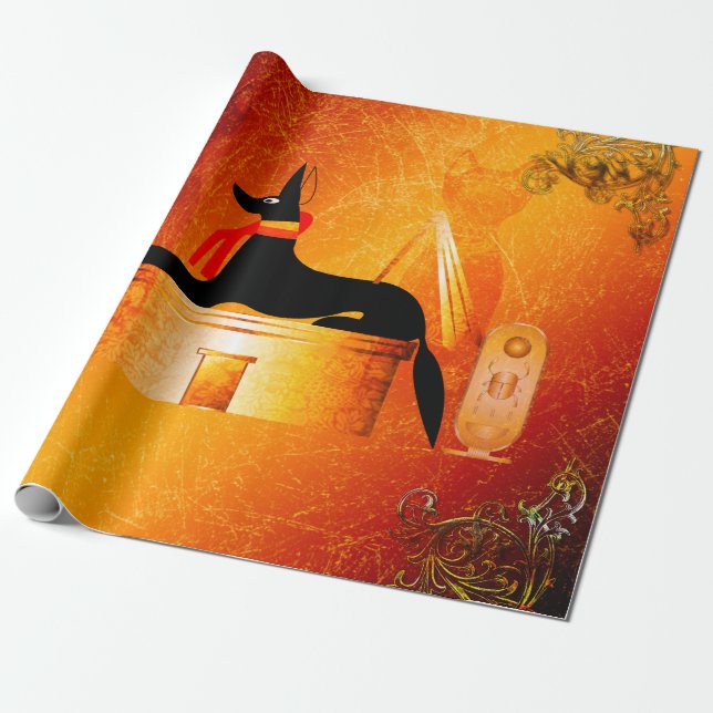 Papier Cadeau Anubis, dieu égyptien antique (Déroulé)