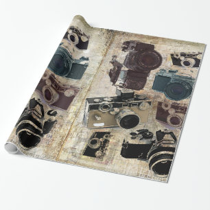 Papier Cadeau Appareil-photo grunge de cru de photographie de