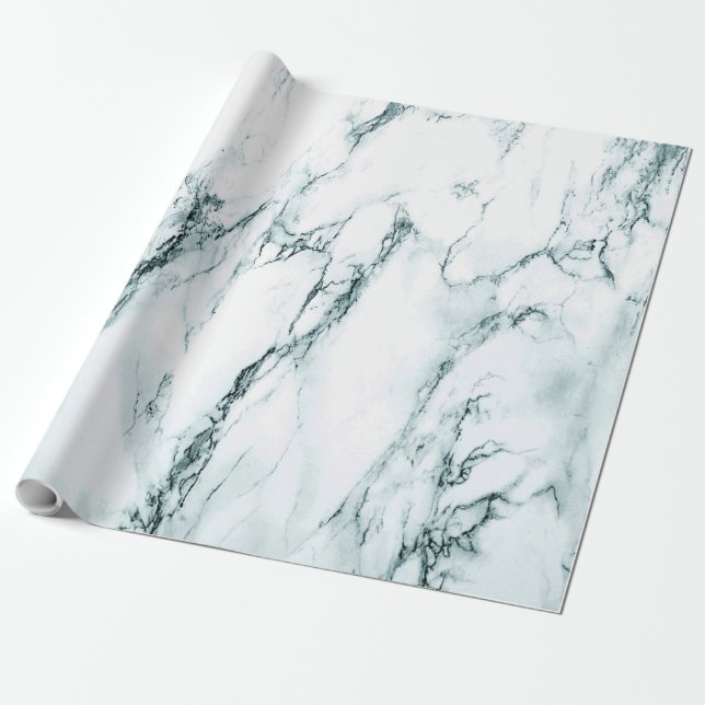 Papier Cadeau Apparence en marbre de veine turquoise foncé (Déroulé)