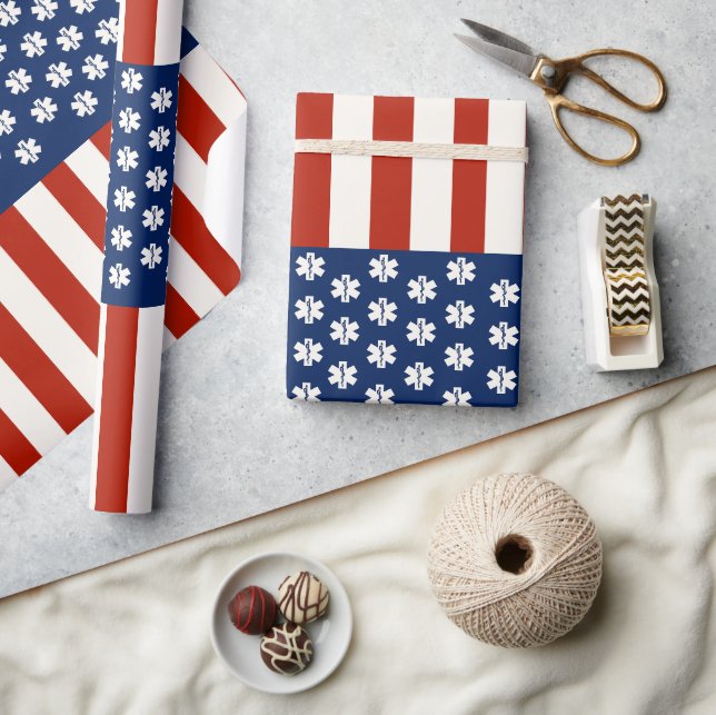 Papier Cadeau Appel d'urgence aux travailleurs Médicales Flag US (Artisanat)