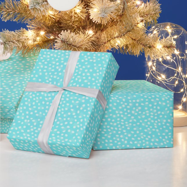 Papier Cadeau Aqua avec Pois à neige (Vacances)
