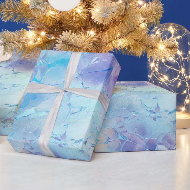 Papier Cadeau Aqua Blue Purple Ice Neige Noël (Vacances)