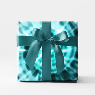Papier Cadeau Aqua Blue Turquoise et blanc Abstrait Digital Tile