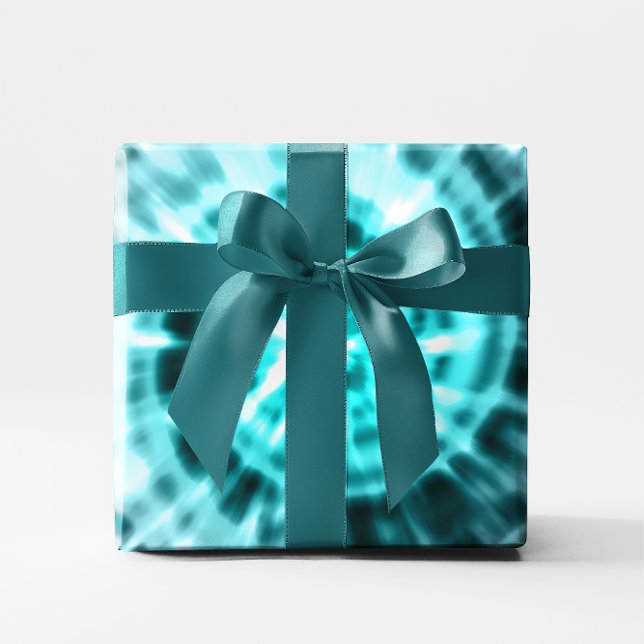 Papier Cadeau Aqua Blue Turquoise et blanc Abstrait Digital Tile (Aqua Blue Teal and White Abstract Digital Tile Wrapping Paper)