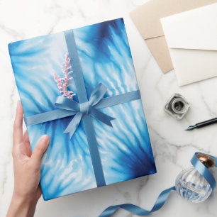 Papier Cadeau Aqua Blue White Tie Dye