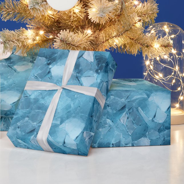 Papier Cadeau Aqua d'hiver Blue Ice Snowflakes Noël (Vacances)