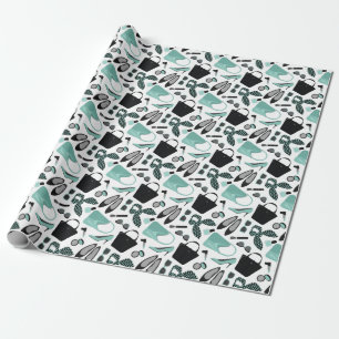 Papier Cadeau Aqua et noir ceintures design