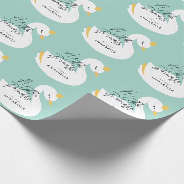 Papier Cadeau Aqua girly élégante photo belle fête de cygne (Coin)